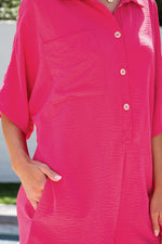 Load image into Gallery viewer, Black Half Button Collared Loose Romper
