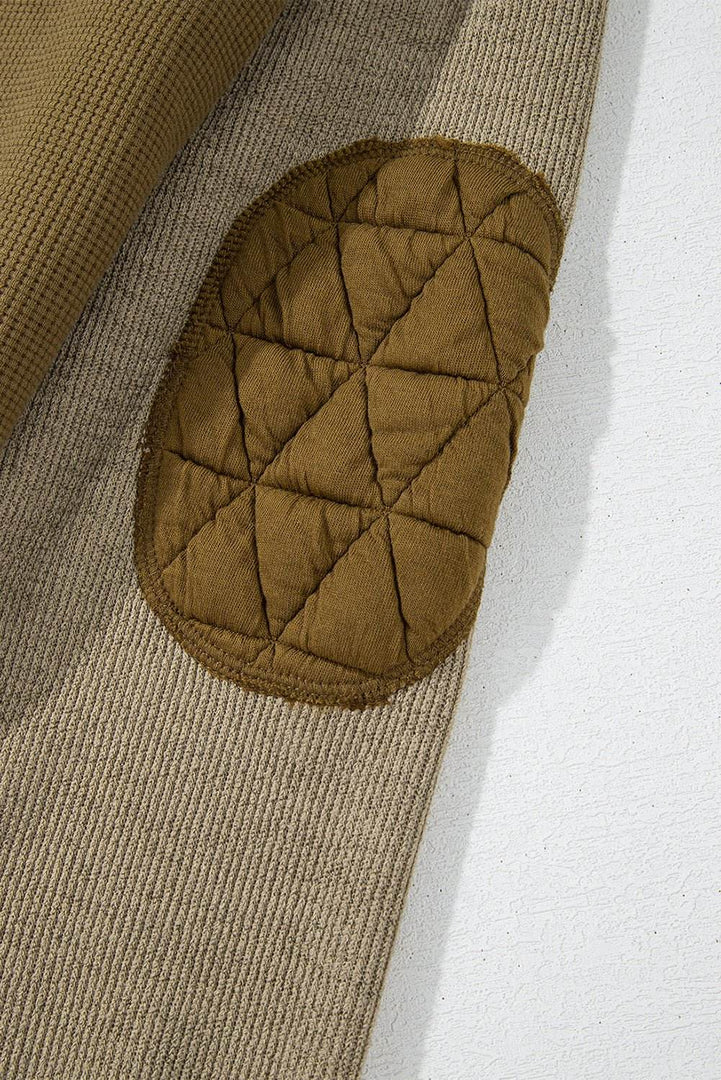 Beige Quilted Textured Patchwork Loose Fit Hooded Jacket - Fashion Queen