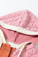 Load image into Gallery viewer, Beige Quilted Textured Patchwork Loose Fit Hooded Jacket - Fashion Queen
