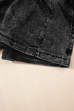 Load image into Gallery viewer, Black Drawstring High Waist Pocketed Denim Shorts - Fashion Queen
