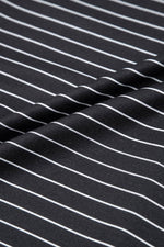 Load image into Gallery viewer, Black Stripe Ruffled Short Sleeve Crew Neck T Shirt Shift Mini Dress - Fashion Queen
