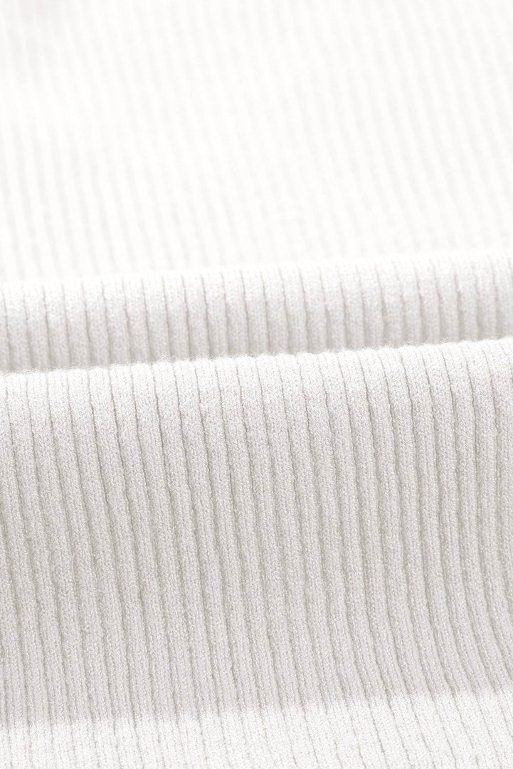 Black V Neck Ribbed Knit Lightweight Short Sleeve Sweater - Fashion Queen