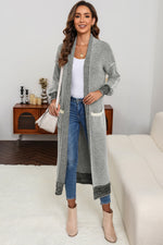 Load image into Gallery viewer, Gray Textured Knit Pocketed Duster Cardigan
