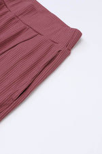 Load image into Gallery viewer, Black Solid Color Ribbed Crop Top Long Pants Set - Fashion Queen
