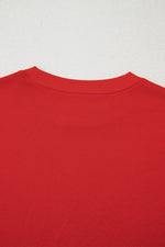 Load image into Gallery viewer, Fiery Red Varsity Striped Detail Drop Shoulder Oversized Sweatshirt - Fashion Queen -  5
