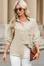 Load image into Gallery viewer, Beige Pure Color Patch Pocket Shirt - Fashion Queen -  4
