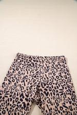 Load image into Gallery viewer, Khaki Leopard Print Ribbed Textured Knit Biker Shorts
