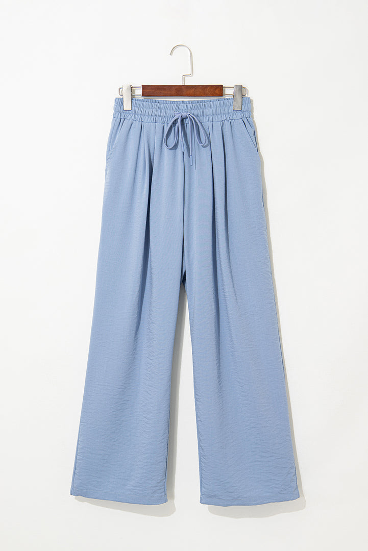 Myosotis Drawstring Elastic Waistband Pleated Loose Pants