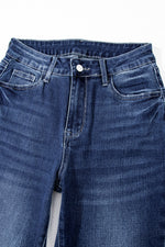 Load image into Gallery viewer, Carbon Grey Mineral Wash Raw Hem High Waist Flared Jeans
