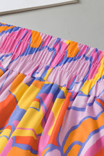 Load image into Gallery viewer, Purple Abstract Print Smock Waist Casual Shorts
