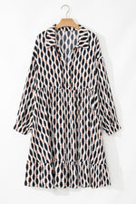Load image into Gallery viewer, Apricot Geometric Print Collared V Neck Plus Size Mini Dress
