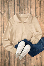 Load image into Gallery viewer, Valerian Quarter Zip Stand Neck Kangaroo Pocket Sweatshirt - Fashion Queen
