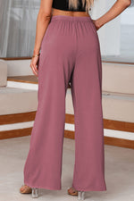 Load image into Gallery viewer, Sail Blue High Waisted Tie Front Side Pocket Wide Leg Flowy Casual Pants
