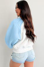 Load image into Gallery viewer, Beau Blue Colorblock Snap Buttons Pullover Sweatshirt
