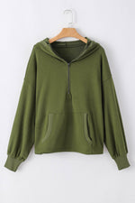 Load image into Gallery viewer, Light Grey Solid Kangaroo Pocket Half Zipper Oversized Hoodie - Fashion Queen
