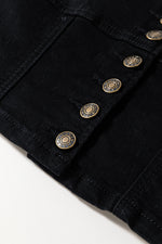 Load image into Gallery viewer, Black Acid Wash Buttoned Cropped Slim Denim Tank Top
