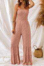 Load image into Gallery viewer, Phalaenopsis Thin Straps Smocked Bodice Wide Leg Floral Jumpsuit
