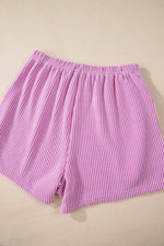 Load image into Gallery viewer, Carbon Grey Corded Knit Long Sleeve Top and High Waist Shorts Set - Fashion Queen
