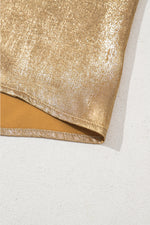 Load image into Gallery viewer, Gold Metal Textured Round Neck Casual Tank Top
