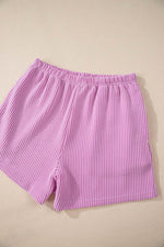 Load image into Gallery viewer, Carbon Grey Corded Knit Long Sleeve Top and High Waist Shorts Set - Fashion Queen
