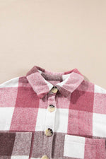 Load image into Gallery viewer, Khaki Plaid Color Block Buttoned Long Sleeve Jacket with Pocket - Fashion Queen

