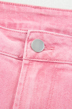 Load image into Gallery viewer, Peach Blossom Acid Washed High Rise Cropped Wide Leg Jeans
