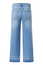 Load image into Gallery viewer, Dusk Blue Raw Hem Straight Leg Loose High Waist Jeans
