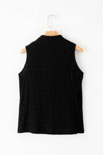 Load image into Gallery viewer, Light French Beige Lattice Textured Split Neck Tank Top - Fashion Queen
