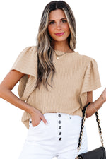 Load image into Gallery viewer, Sleet Solid Color Textured Flutter Sleeve Top
