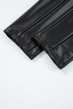 Load image into Gallery viewer, Black Faux Leather Seamed Leg High Waist Leggings
