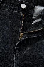 Load image into Gallery viewer, Carbon Grey Mineral Wash Raw Hem High Waist Flared Jeans
