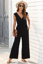 Load image into Gallery viewer, Jungle Green Deep V Pleated Crisscross Wide Leg Backless Jumpsuit
