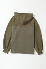 Load image into Gallery viewer, Black Flap Pocket Drawstring Hood Zip Up Jacket
