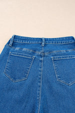 Load image into Gallery viewer, Dark Blue Plain Seam Detail Flared Bottom Ankle Length Jeans - Fashion Queen -  23

