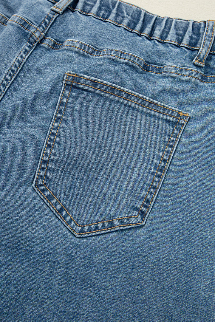 Dusk Blue Medium Wash Super Wide Leg Denim Pants