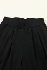 Load image into Gallery viewer, Black Solid Color Ribbed Crop Top Long Pants Set - Fashion Queen
