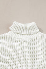 Load image into Gallery viewer, White Turtleneck Knitted Slit Hem Sweater Vest
