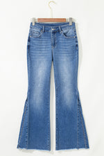 Load image into Gallery viewer, Ashleigh Blue Cut out Side Frayed Hemline Flare Jeans
