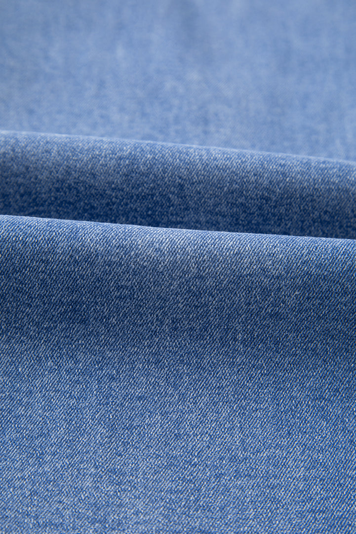 Dusk Blue Raw Hem Unique Cuffs Straight High Rise Loose Jeans