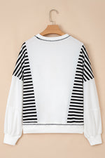 Load image into Gallery viewer, White Stripe Colorblock Patchwork Contrast Stitching Oversize Sweatshirt
