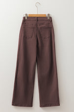Load image into Gallery viewer, Coffee Loose Straight High Waist Solid Color Jeans
