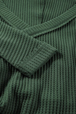 Load image into Gallery viewer, Blackish Green Waffle Knit Slim Fit Wrap V Neck Bodysuit
