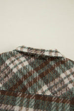 Load image into Gallery viewer, Cinnamon Plaid Print Chest Pockets Turn Down Collar Shacket - Fashion Queen
