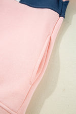 Load image into Gallery viewer, Pink Colorblock Patchwork Half Button Baggy Sweatshirt
