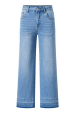 Load image into Gallery viewer, Dusk Blue Raw Hem Straight Leg Loose High Waist Jeans
