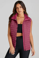Load image into Gallery viewer, Silvery Plush Collared Quilted Zipped Puffer Vest - Fashion Queen
