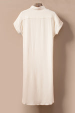 Load image into Gallery viewer, Apricot Crinkled Buttons Maxi Beach Dress with Slits
