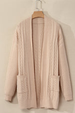 Load image into Gallery viewer, Parchment Oversize Chunky Cable Knit Open Front Midi-length Cardigan
