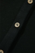 Load image into Gallery viewer, Moss Green Waffle Knit Patchwork Buttoned Oversized Shacket

