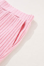 Load image into Gallery viewer, Black Ribbed Knit V Neck Slouchy Two-piece Outfit - Fashion Queen
